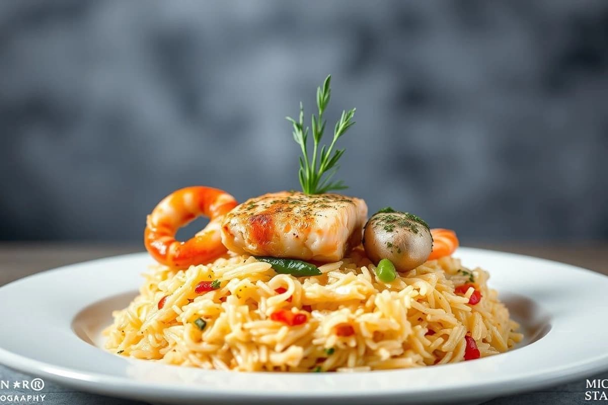 Arroz con Mariscos al Vapor con Salmón ahumado y Espinacas frescas: Una Cena Romántica para 5