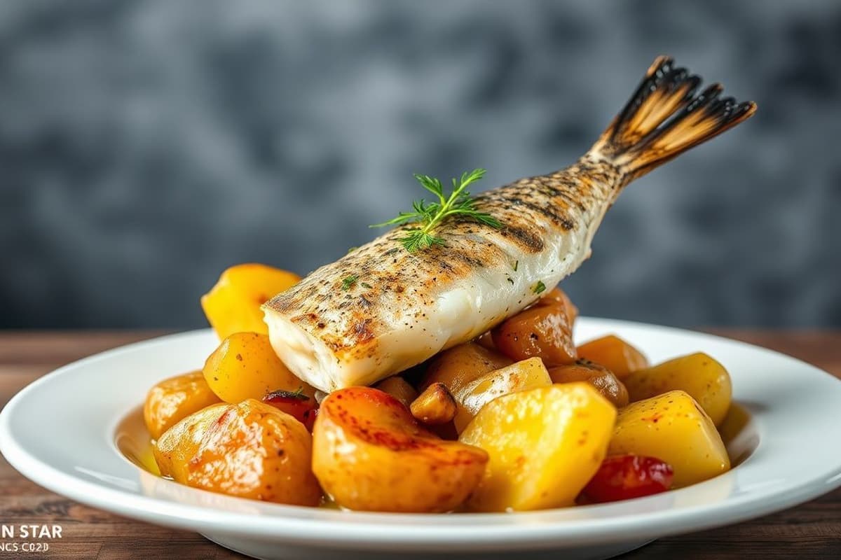Bacalhau à Brás con Pescado Azul y Patatas Doradas: Un Plato Portugués de Lujo