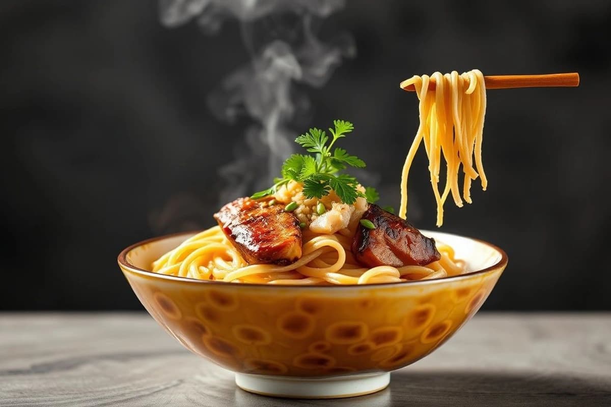 Bowl de Noodles Coreanos con Ternera a la Parrilla y Caldo Aromático