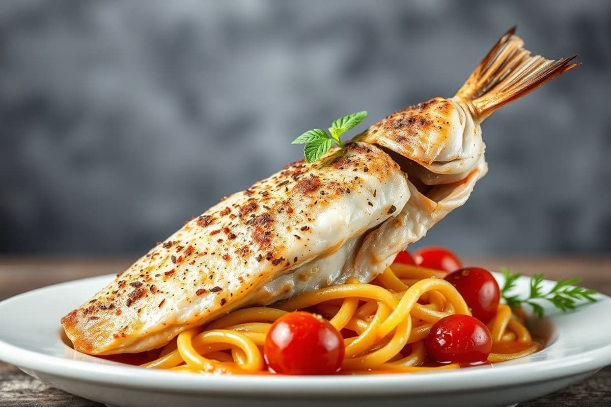 Branzino al Horno con Aceitunas Kalamata y Tomates Cherry