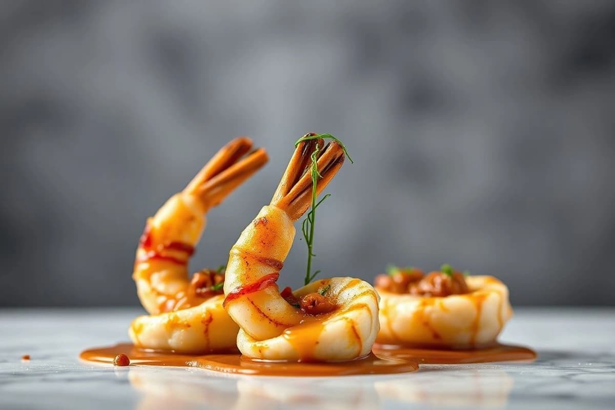 Brochetas de Camarón con Salsa de Soja y Jengibre Caramelo