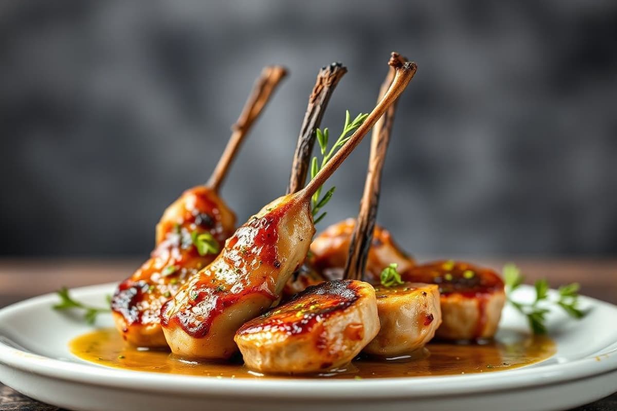 Brochetas de cordero marroquí con ras el hanout y piñones tostados
