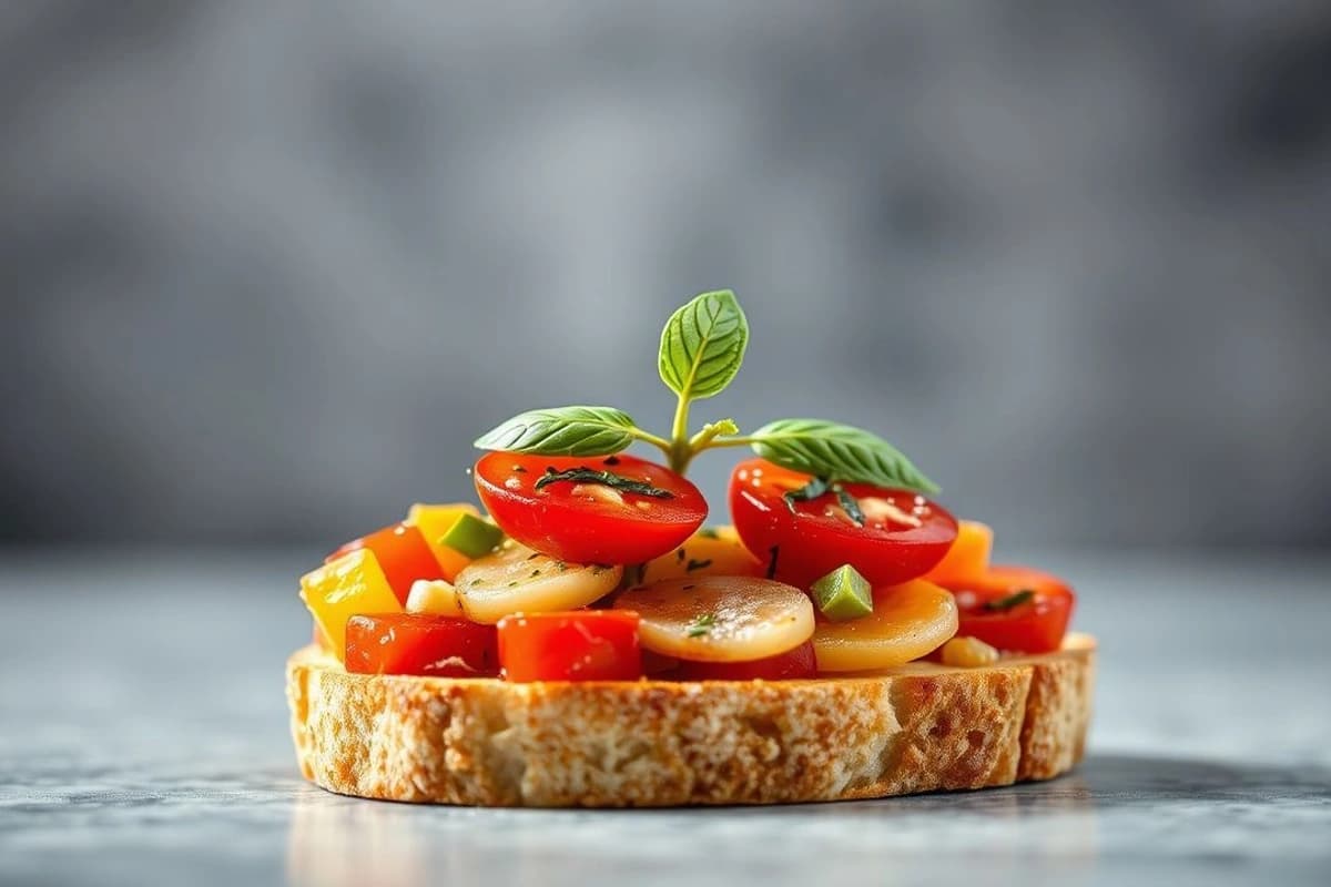 Bruschetta de Calabacín con Tomate Cherry y Albahaca Fresca