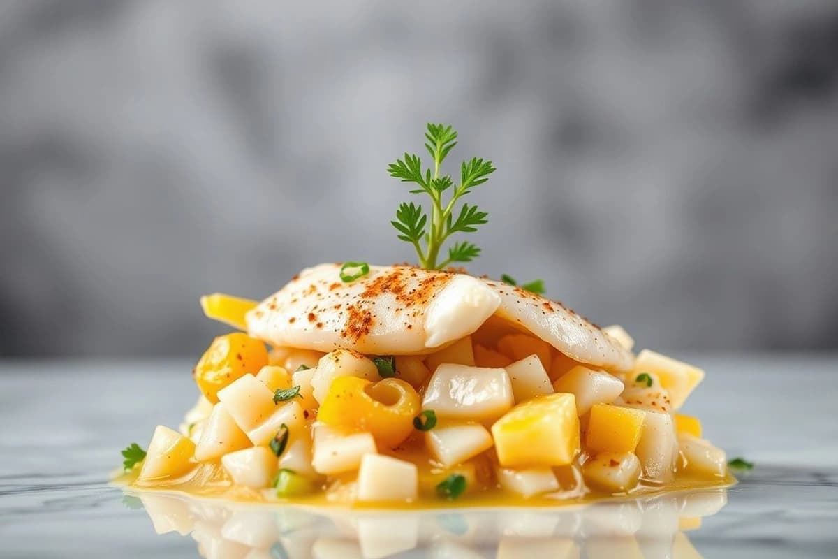 Ceviche de Pescado Blanco con Leche de Tigre y Aji Amarillo