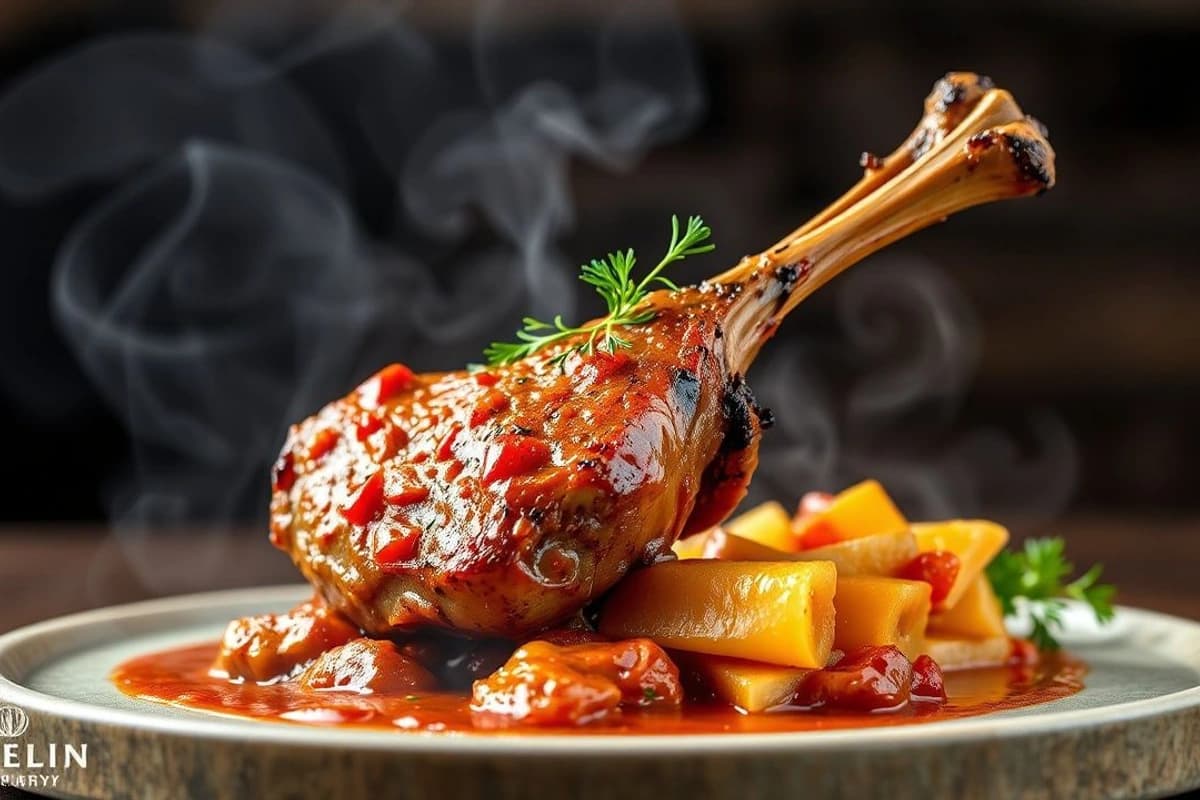 Chuletón de cordero a la parrilla con salsa romesco casera y ensalada de endibia fresca