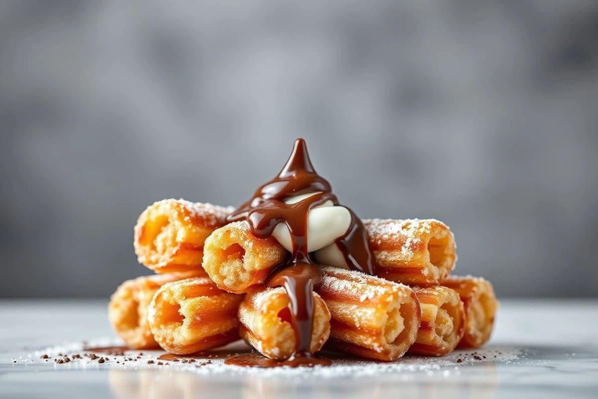 Churros de Ensueño con Chocolate Denso y Crema de Vainilla Casera