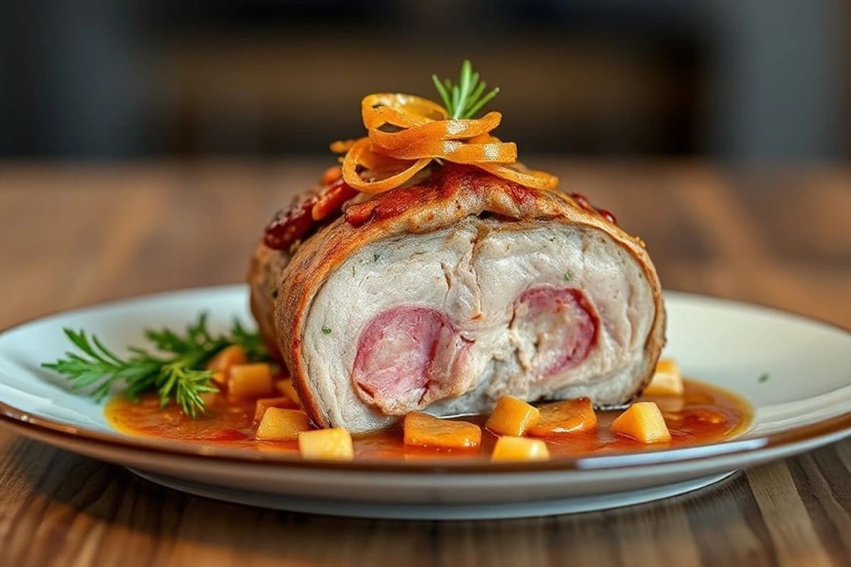 Cordero al Horno con Salsa de Cabra y Cebolla Caramelizada