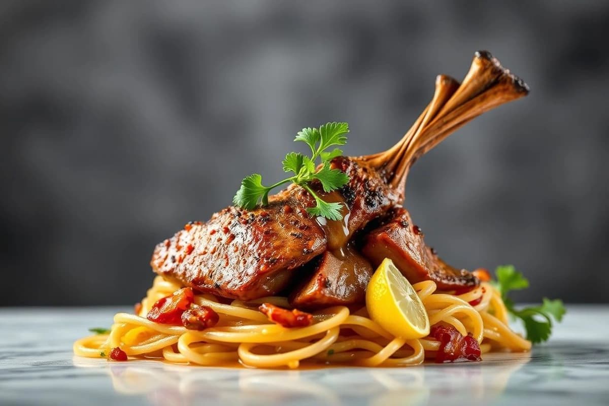 Cordero Vietnamita Barbacoa con Aderezo de Hoja de Limón y Miel de Arce