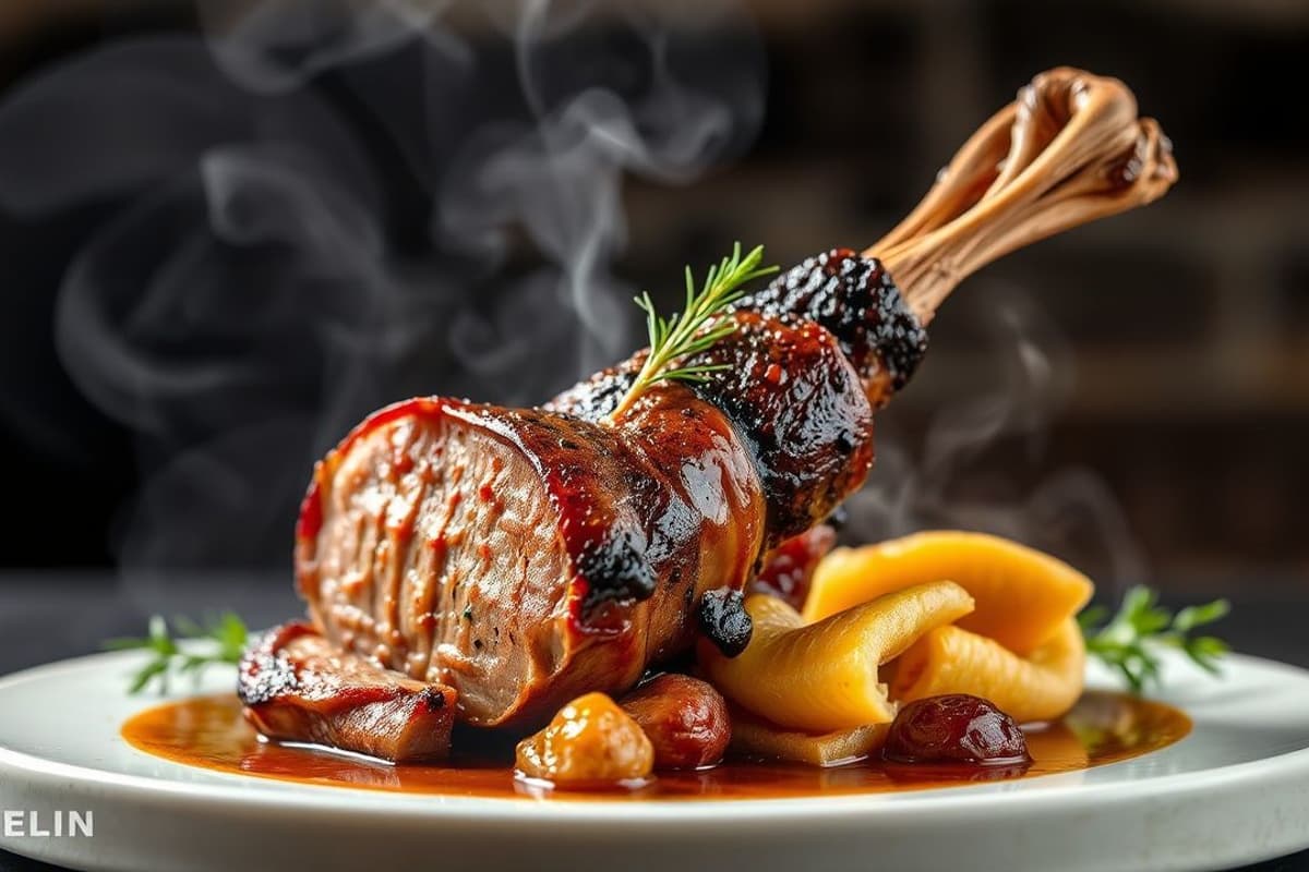 Costillar de Ternera a la Parrilla con Reducción de Vino Tinto y Mostaza de Dijon