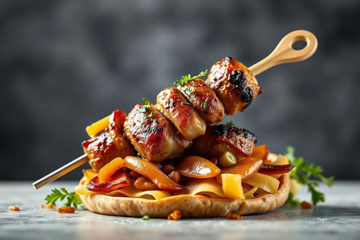 Doner Kebab de Ternera Picada y Especiada, Horneada con Cebolla Caramelizada y Piña Fresca