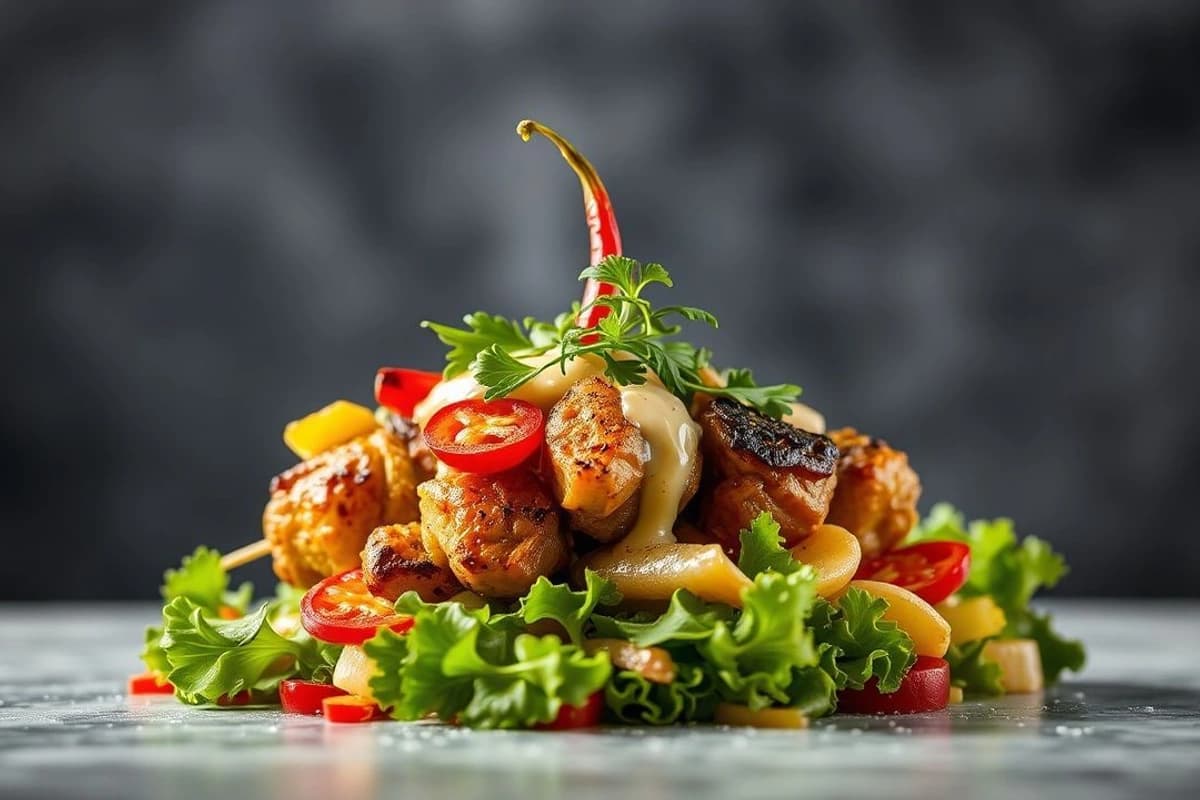 Doner Kebab de Verduras con Champiñones, Cebolla y Pimiento Rojo