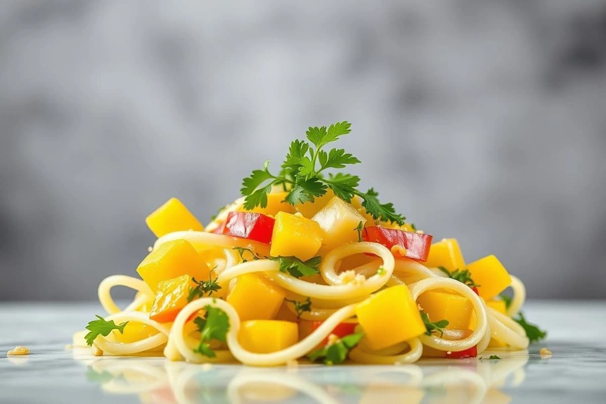 Ensalada de Pepino, Mango y Jengibre con Toque de Sésamo y Cilantro Fresco