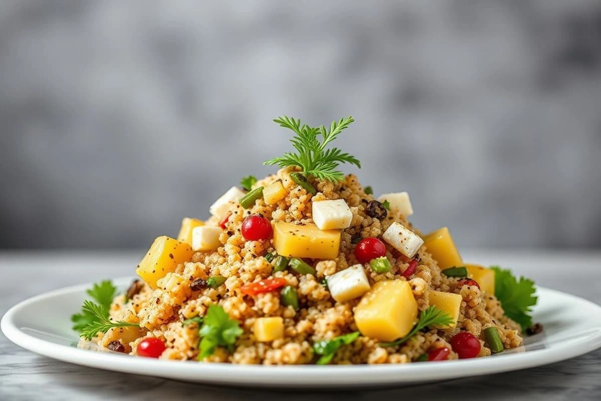 Ensalada de Quinoa con Papas Arrugadas y Zanahorias Asadas