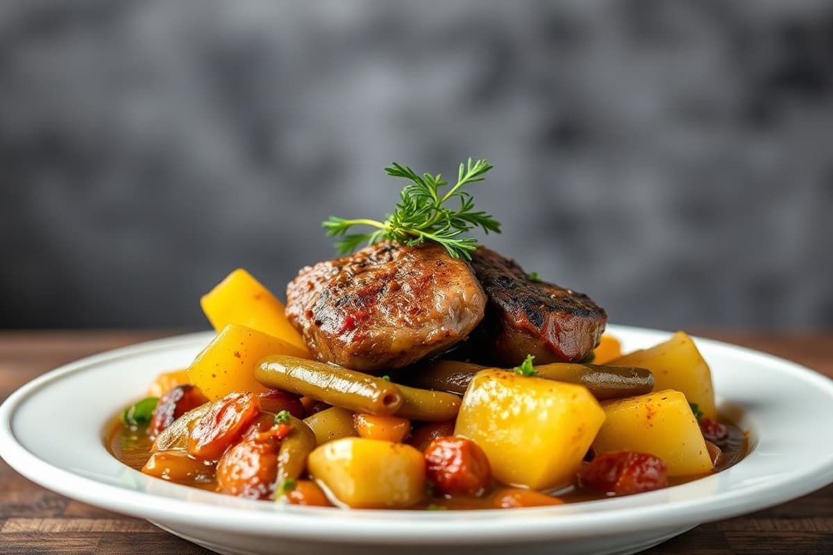 Estofado de Cordero Francés con Zanahorias, Cebollas y Patatas