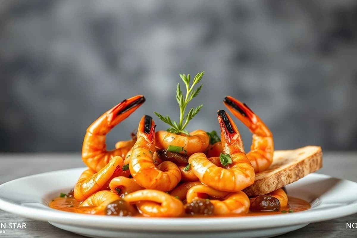 Gambas al Ajillo con Aceite de Oliva Virgen Extra y Pan Crujiente