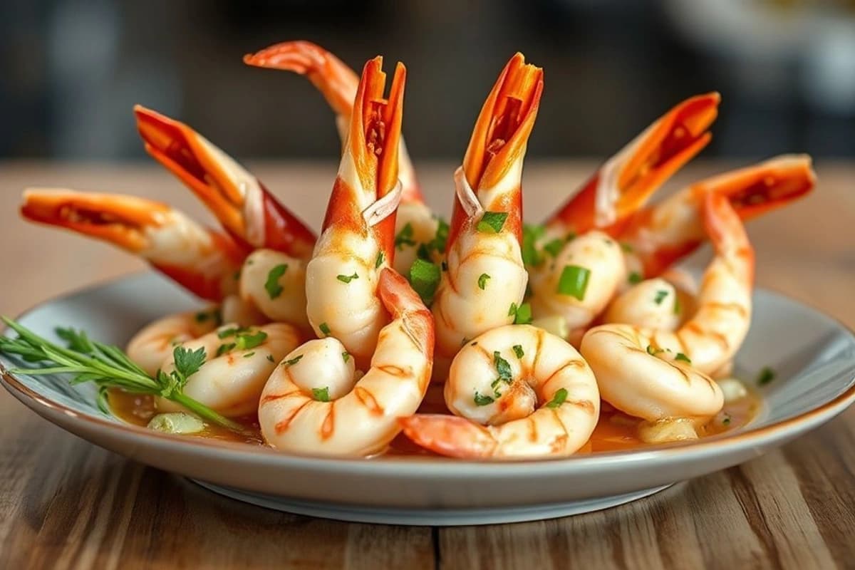 Gambas al Horno con Salsa de Limón y Hierbas Frescas