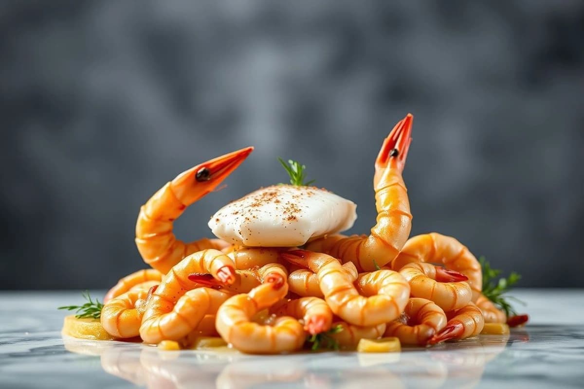 Gambas arrugadas libanesas con pescado blanco al horno