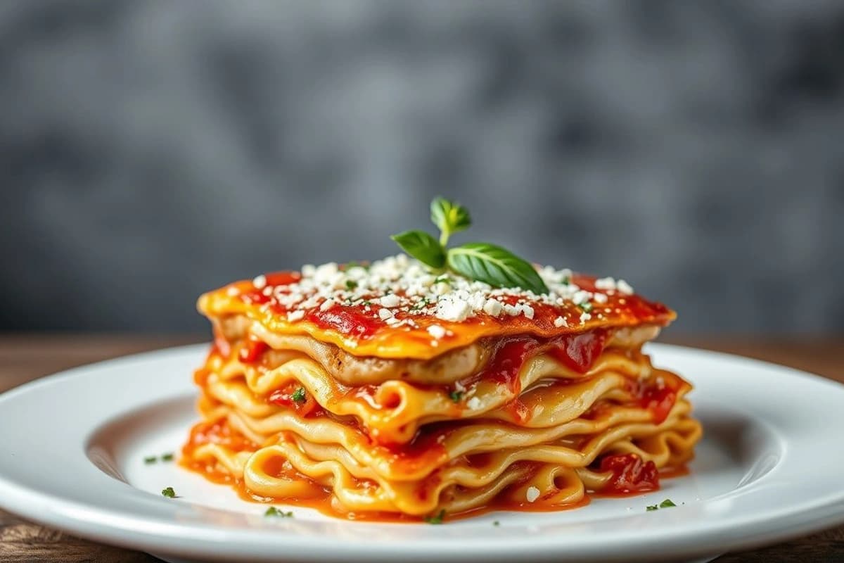 Lasagna de Hongos y Setas con Salsa Cremosa y Queso Feta: Un Plato Italiano con un Toque de Fusión