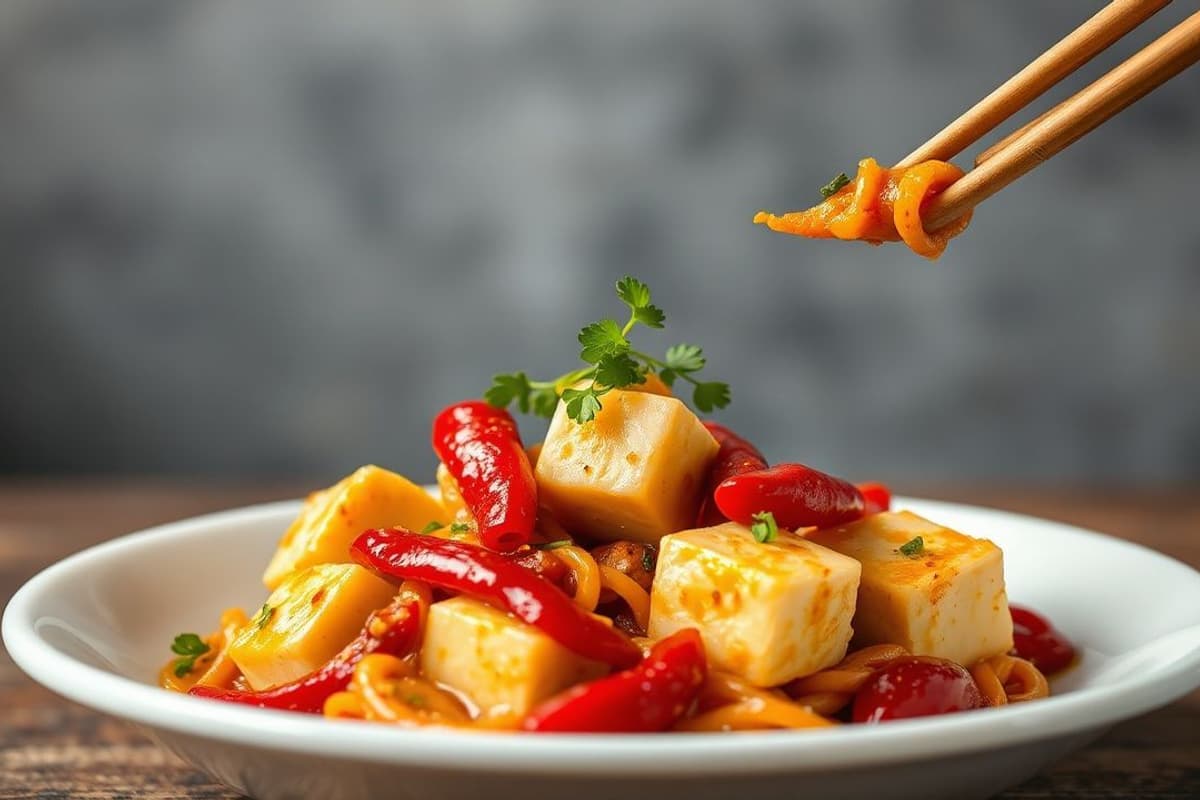 Mapo Tofu con Soja Fermentada y Pimientos Rojos Dulces