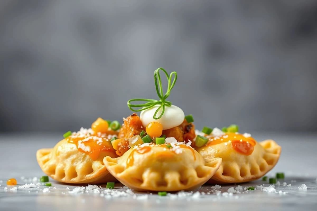 Mini empanadas de garbanzos con queso rallado y hierbas frescas