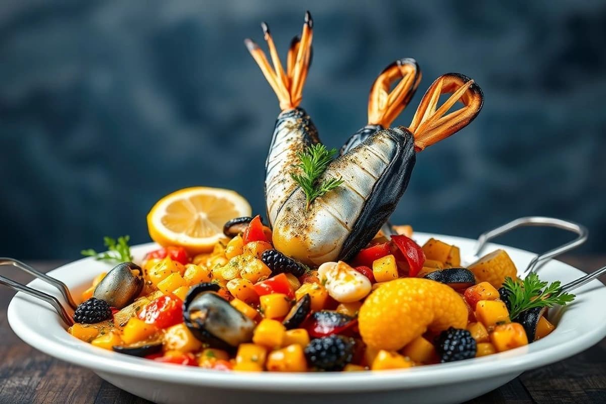 Paella de Mariscos con Pescado Azul, un Plato español explosivo de sabores y texturas