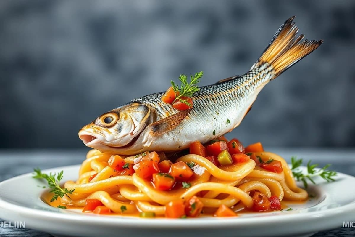 Pescado Azul al Horno con Salsa de Tomate y Hierbas Frescas