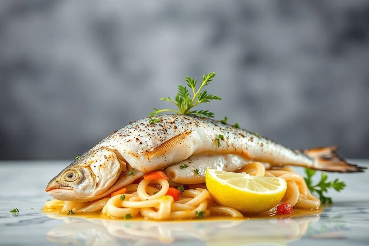 Pescado Blanco al Horno con Salsa de Limón y Eneldo Fresco