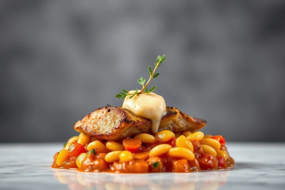 Petit Chou de Cordero con Romesco de Higos y Alioli de Trufa