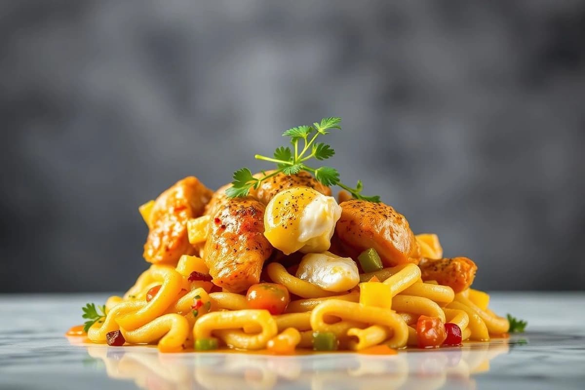 Pollo a la Leña con Ají Amarillo Crudo, Yuca Crujiente y Salsa de Aji Panca