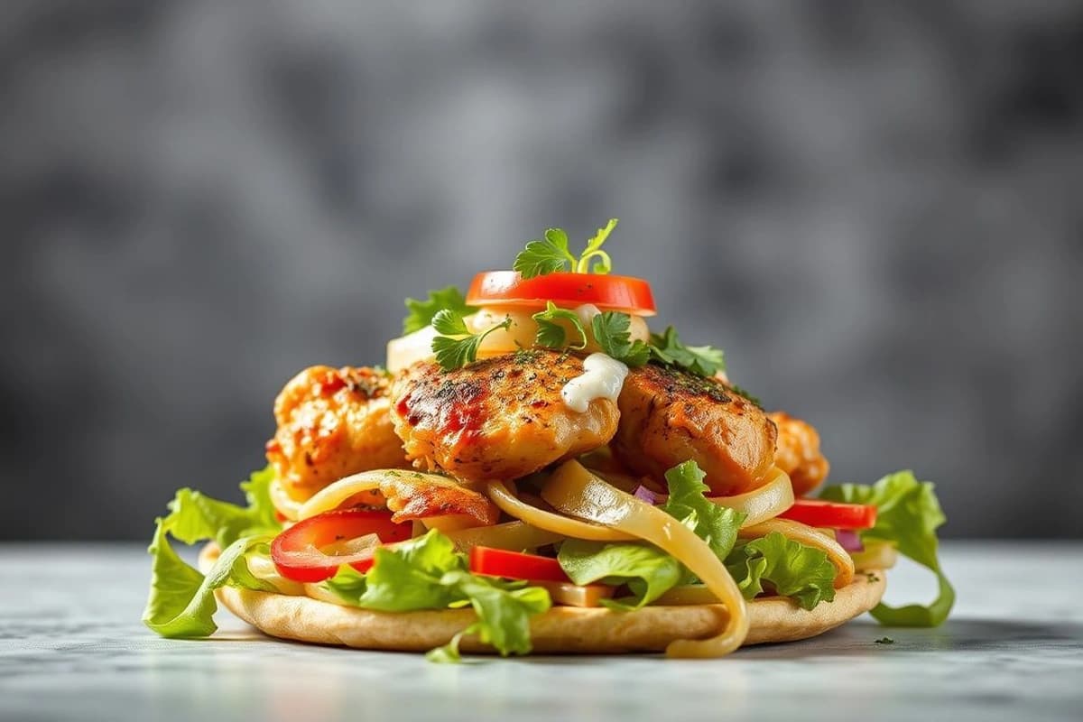 Pollo Shawarma Táctico con Ensalada de Pepino y Tomate
