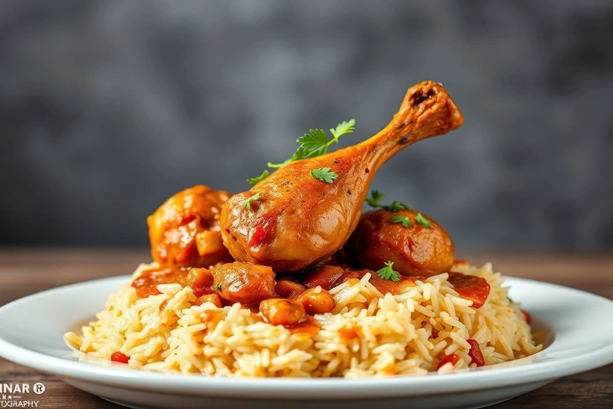 Pollo Tikka Masala Cremoso con Arroz Basmati y Cebolla Caramelizada