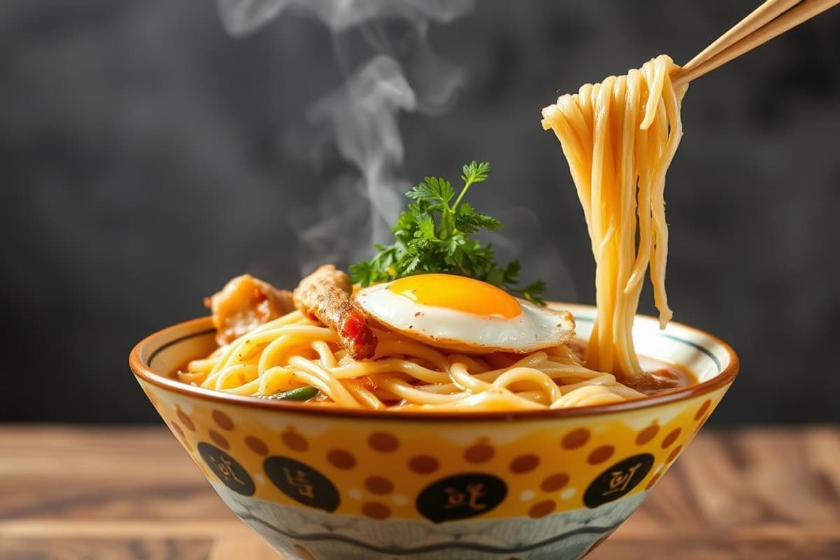 Ramen de Cerdo con Cebolla Caramelizada y Huevo Cocido