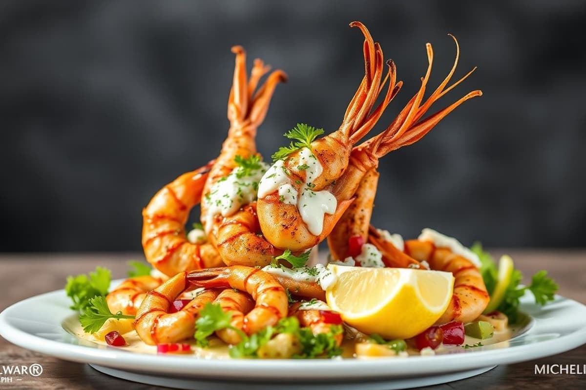 Shawarma de Gambas a la Parrilla con Tahini Casero y Ensalada Fresca