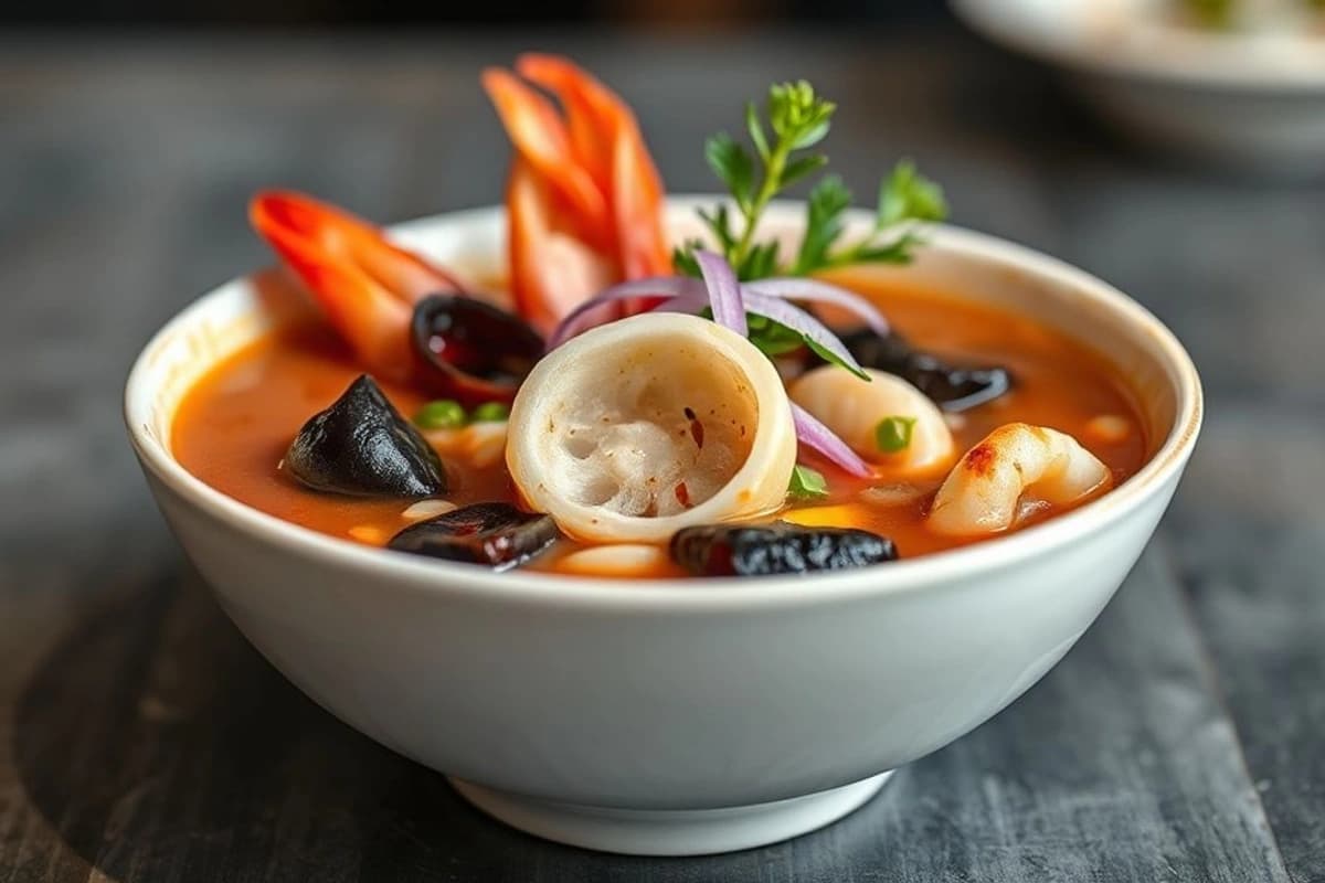 Sopa de Mariscos Japonesa con Dashi Casero y Cebolla Morada