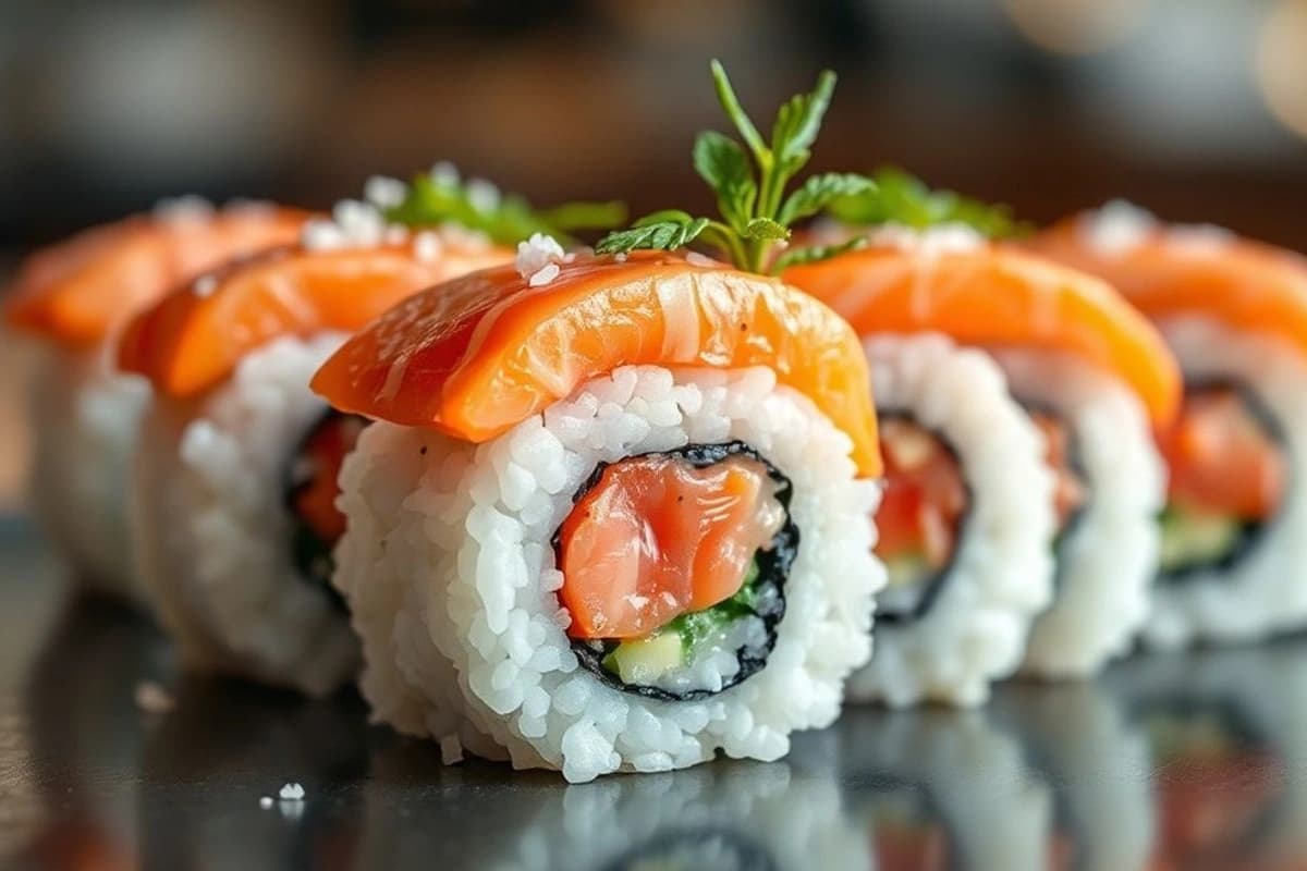Sushi de Salmón Ahumado con Arroz Japonés Suave y Nori Crujiente