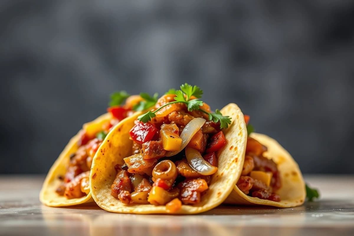 Tacos de Ternera Asada con Salsa de Chipotle y Cebolla Caramelizada