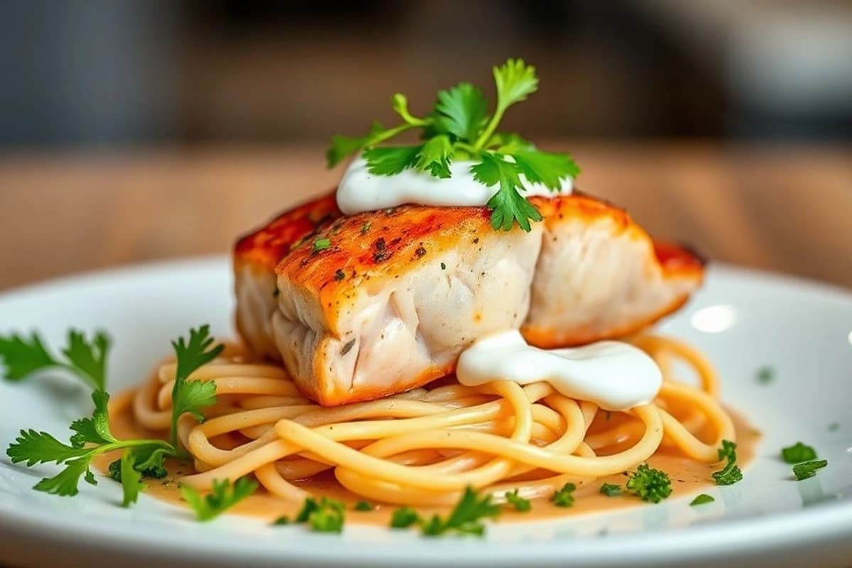 Tikka de Salmón al Vapor con Yogur Crema y Cilantro Fresco