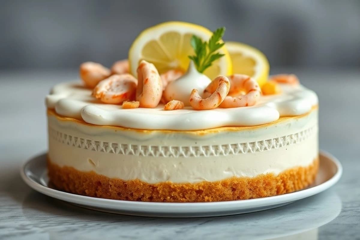 Torta de Limón y Piña con Merengue Casero y Bolitas de Crema de Mariscos