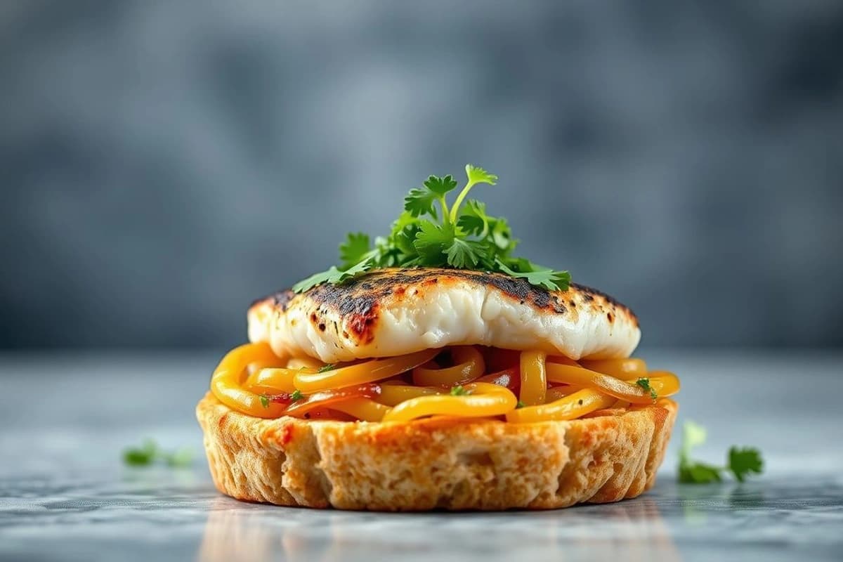 Tortas de Pescado Azul con Cebolla Caramelizada y Cilantro Fresco