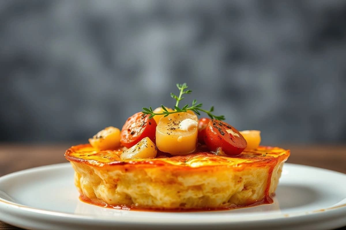Tortilla de Patatas con Gambas y Romesco Casero: Un Sabor Intenso y Crujiente