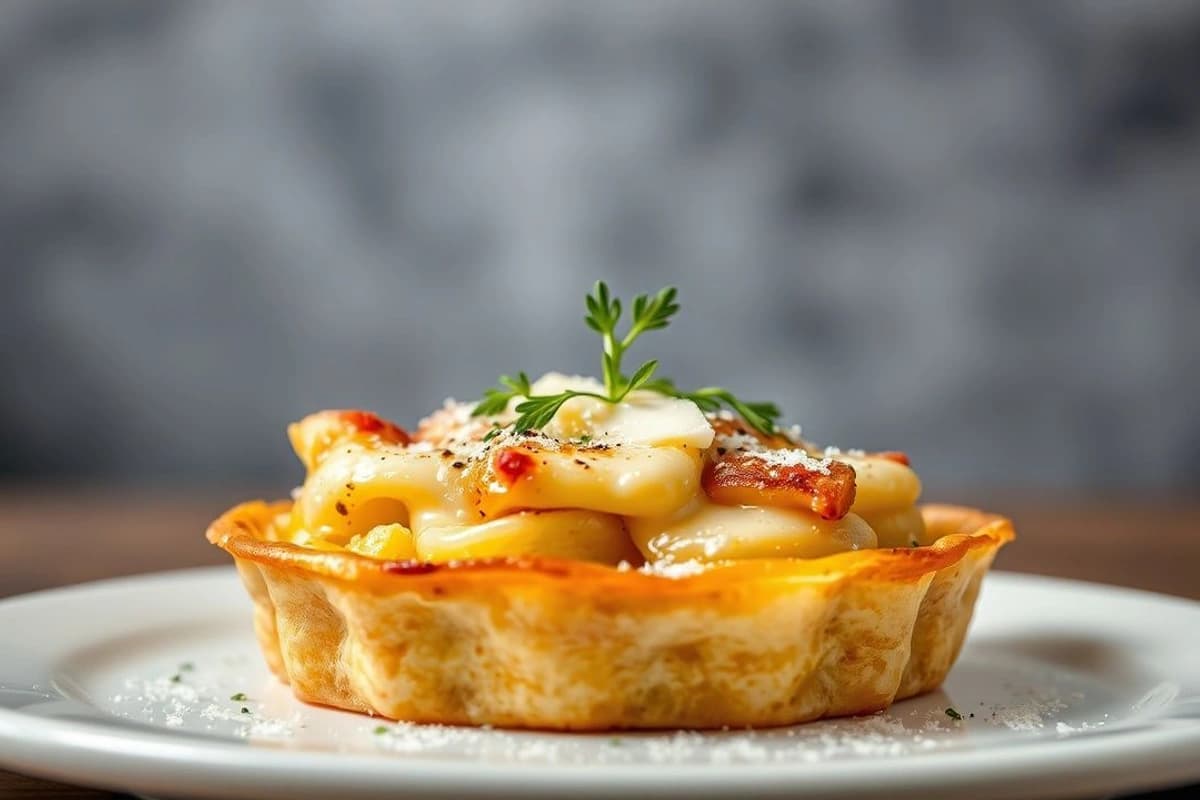 Tortilla de Patatas y Champiñones con Bechamel Cremosa y Queso Parmesano Rallado