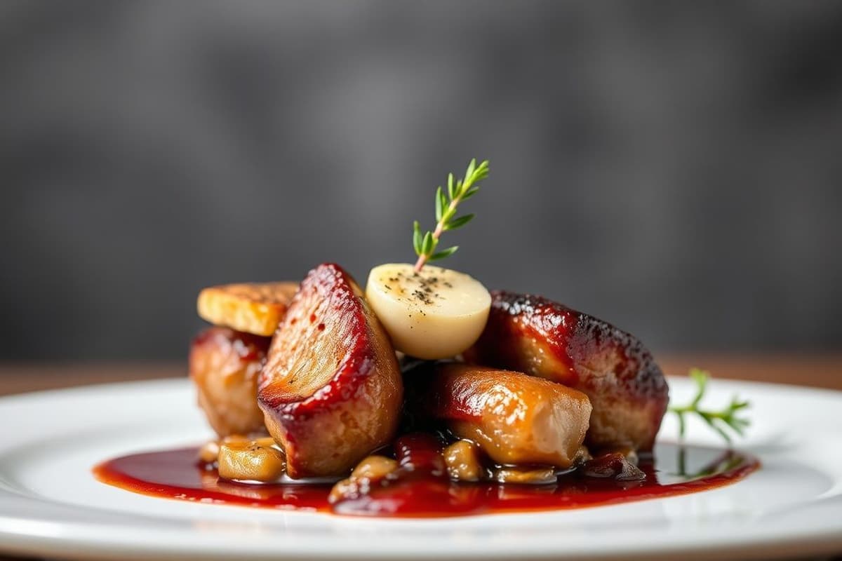 Tournedos Rossini con Foie Gras Tostado y Reduction de Vino Tinto